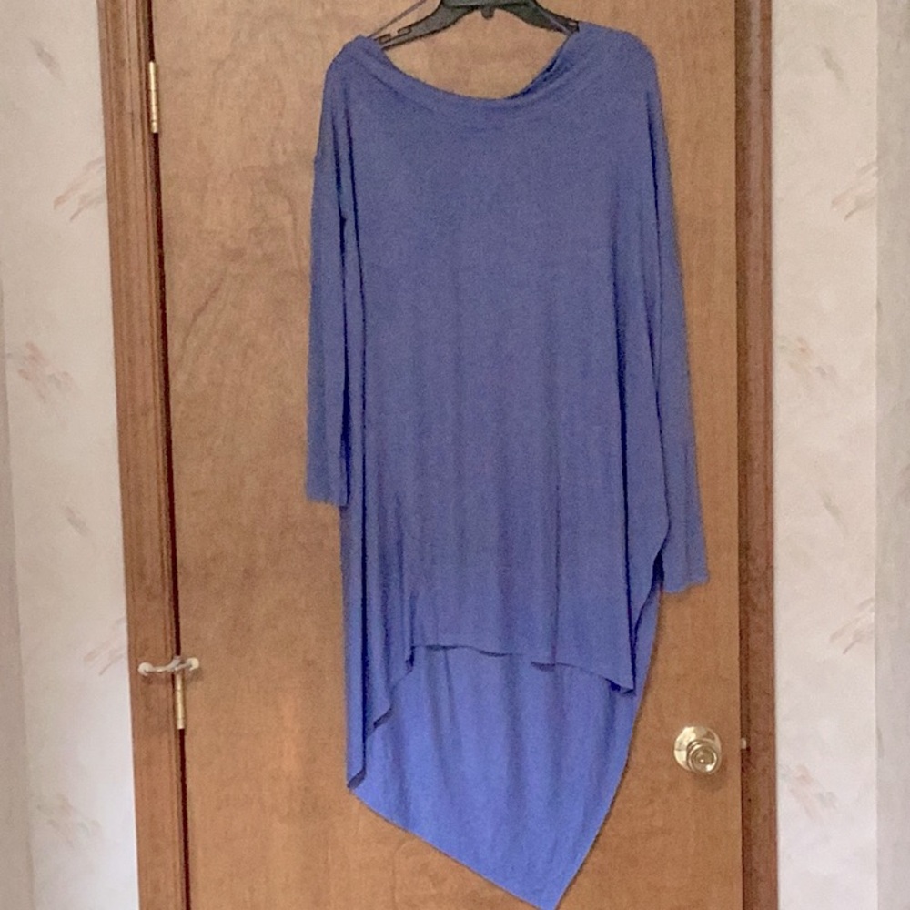 Free people,L,Asymmetrical Light Blue Tunic Top